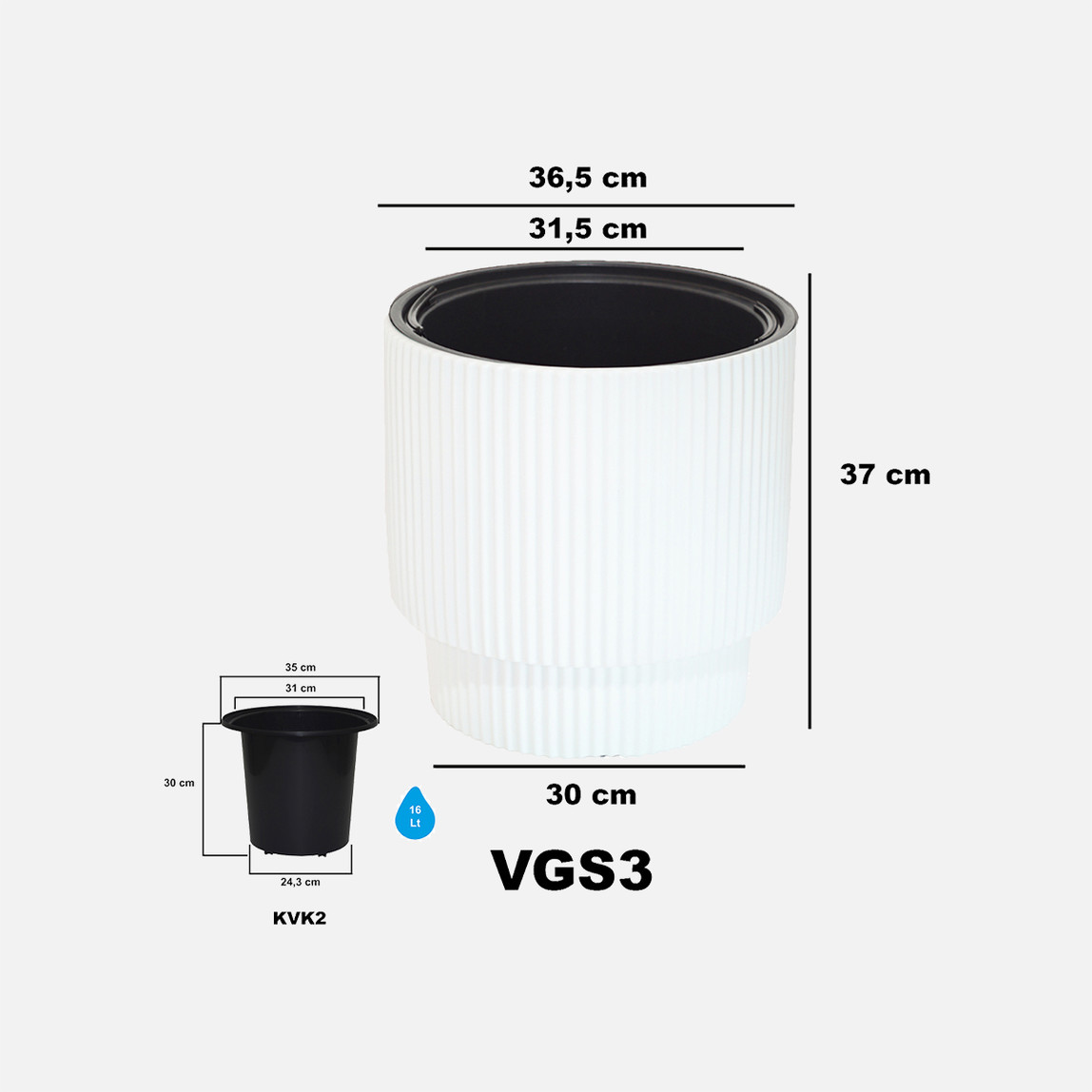    Vega Saksı 3 No Beyaz 27 Lt 

 
