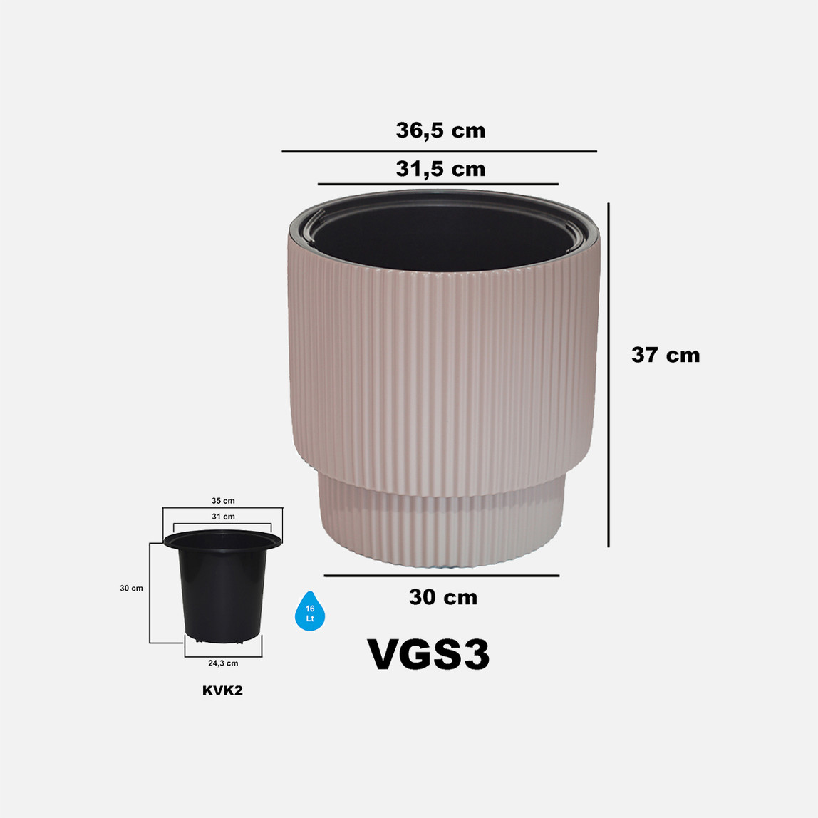    Vega Saksı 3 No Mocha 27 Lt   