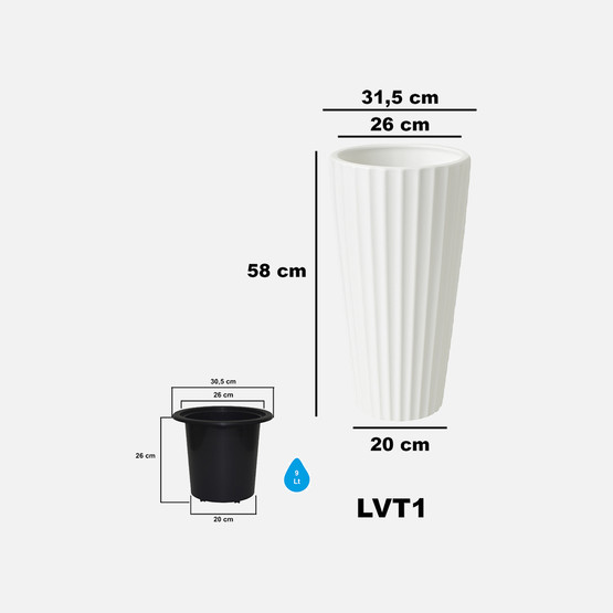 Lilyum Vazo Saksı 1 No Beyaz 