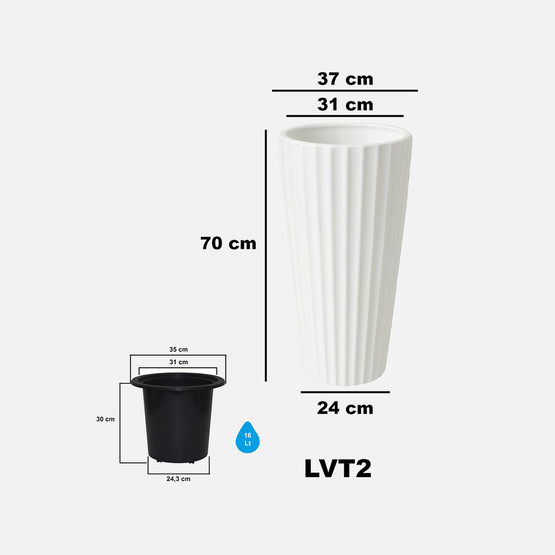 Lilyum Vazo Saksı 2 No Beyaz

