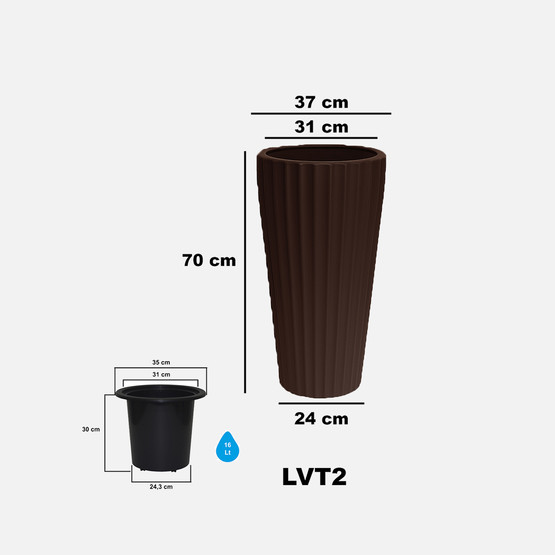 Lilyum Vazo Saksı 2 No Kahve 

