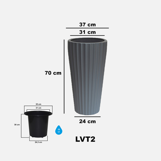 Lilyum Vazo Saksı 2 No Siyah