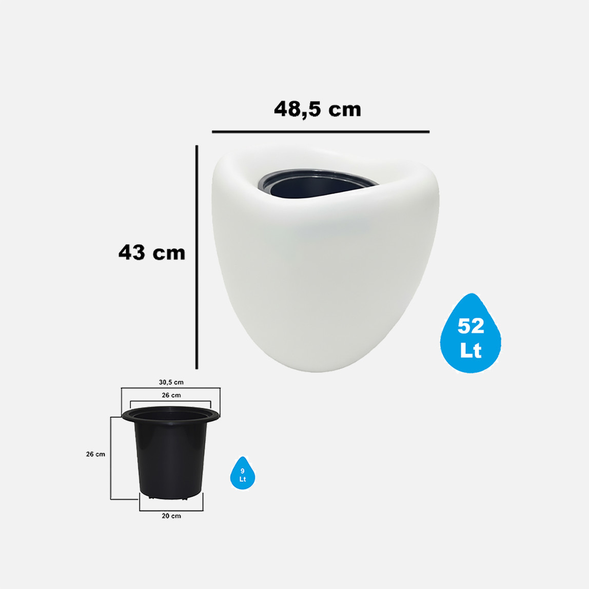    Lale Yumurta Saksı 3 No Kirli Beyaz 52 Lt  