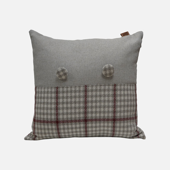 Kaşmir Ekose Kırlent Bordo