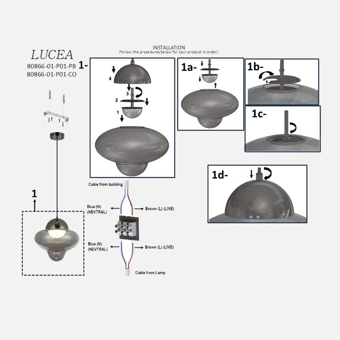    Lucea Sound Ledli Kobalt Tekli 12W 3000K 