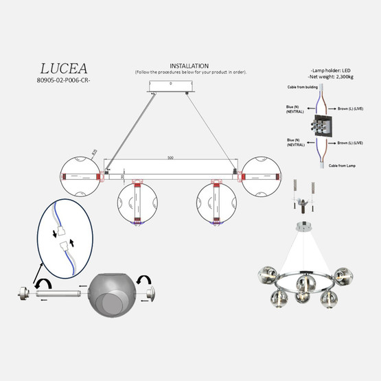 Lucea Ramonte 6'Lı Ledli Avize 21W 3000K