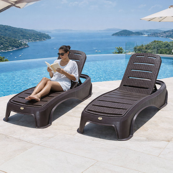 Mandella Titan Rattan Şezlong Kahve 
