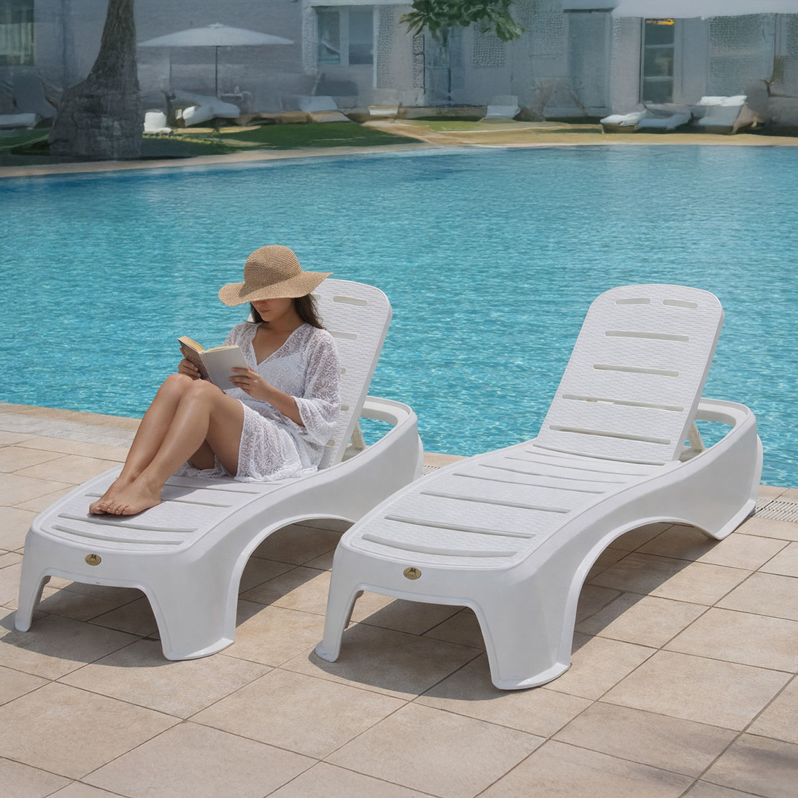    Mandella Titan Rattan Şezlong Beyaz  