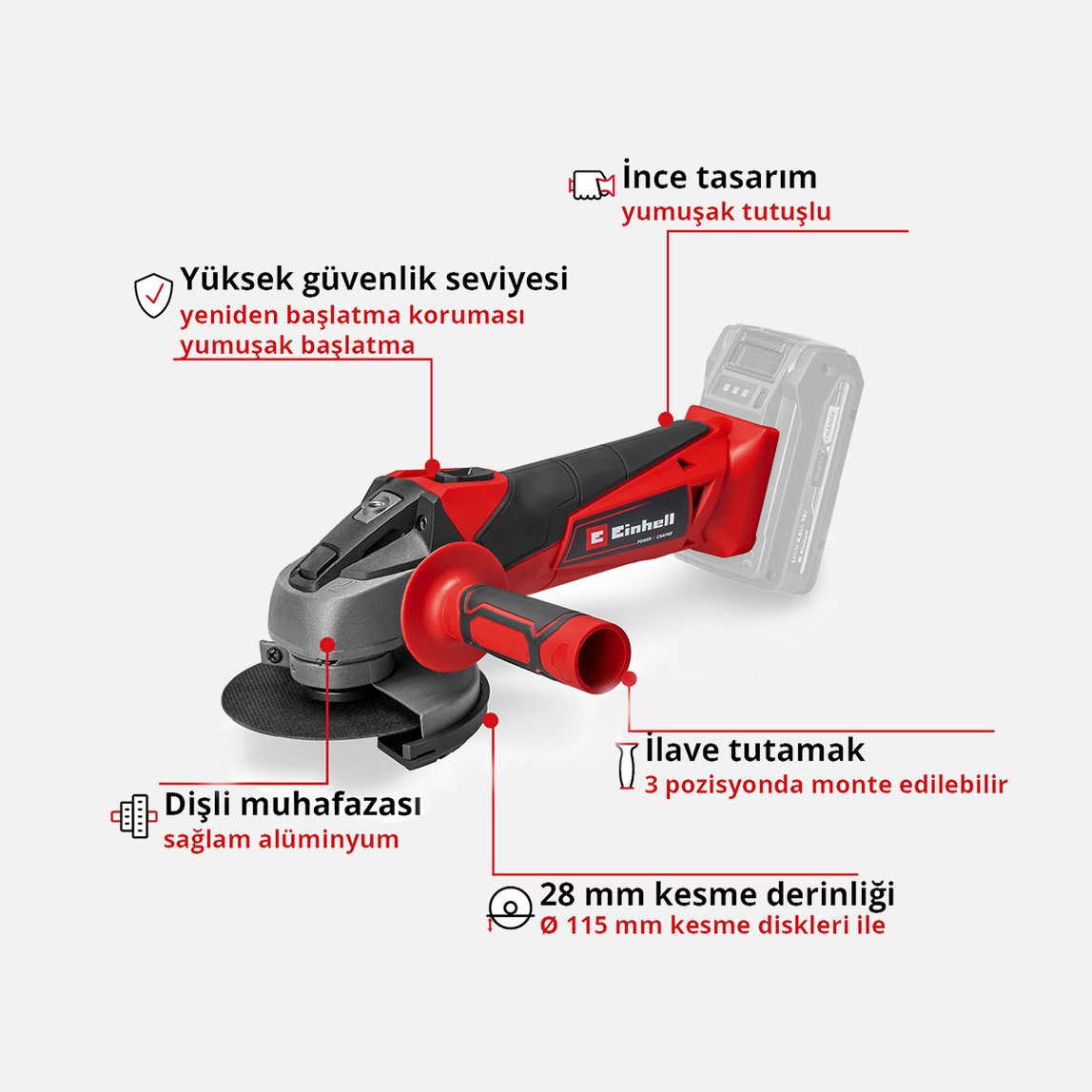    Einhell 18/35 18/115 Akülü Vidalama ve Taşlama Seti ( 1x1,5 Ah ve 1x3,0 Ah) 