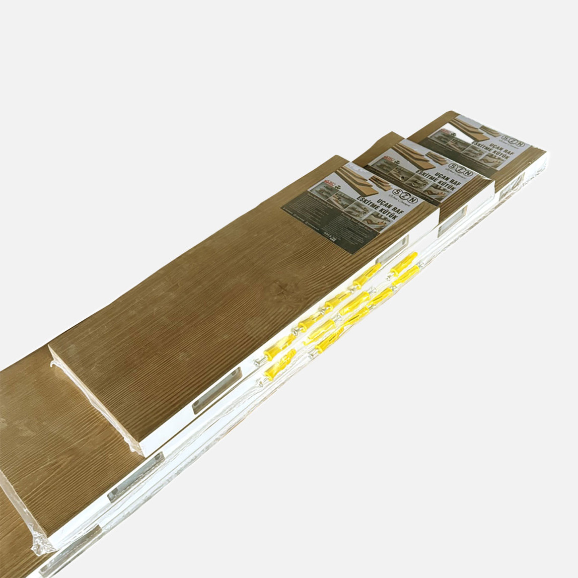    Doğal Eskitme Kütük Uçan Raf 50 cm 