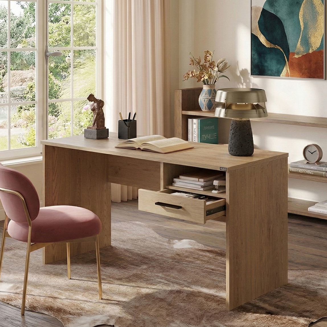    Adore White Çekmeceli Çalışma Masası Florida Meşe 