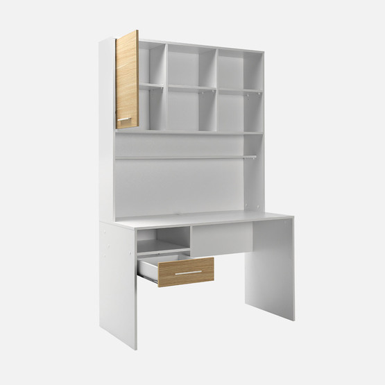 Adore London Kapaklı Çekmeceli Çalışma Masası Meşe-Beyaz