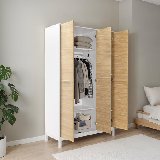 Adore London 3 Kapaklı Gardırop Meşe-Beyaz