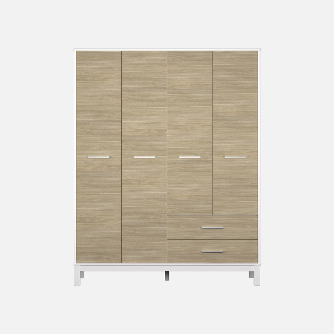    Adore London 4 Kapaklı 2 Çekmeceli Gardırop Meşe-Beyaz 