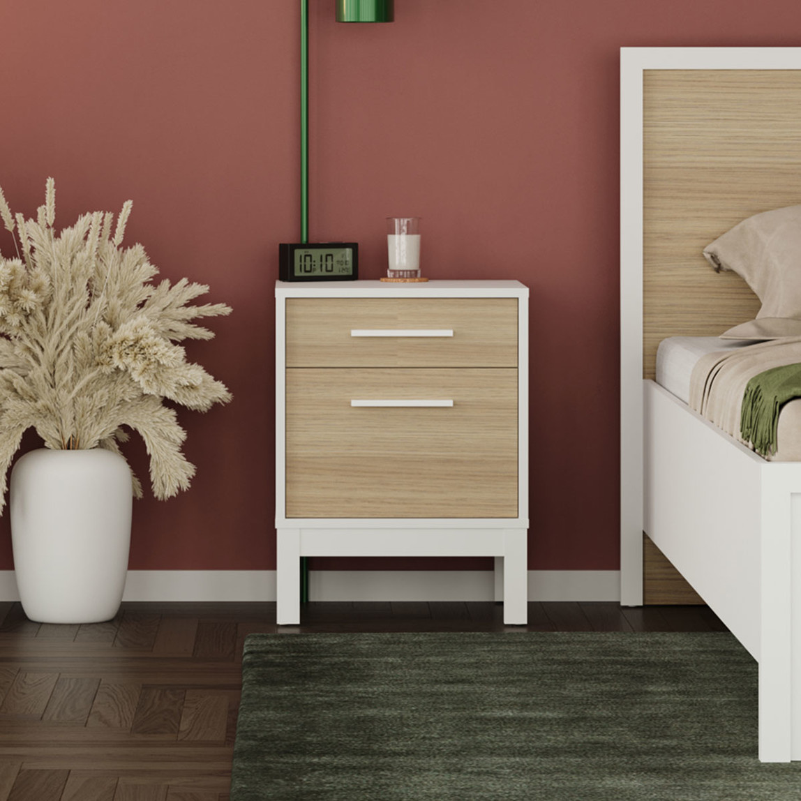    Adore London 2 Çekmeceli Komodin Meşe-Beyaz 