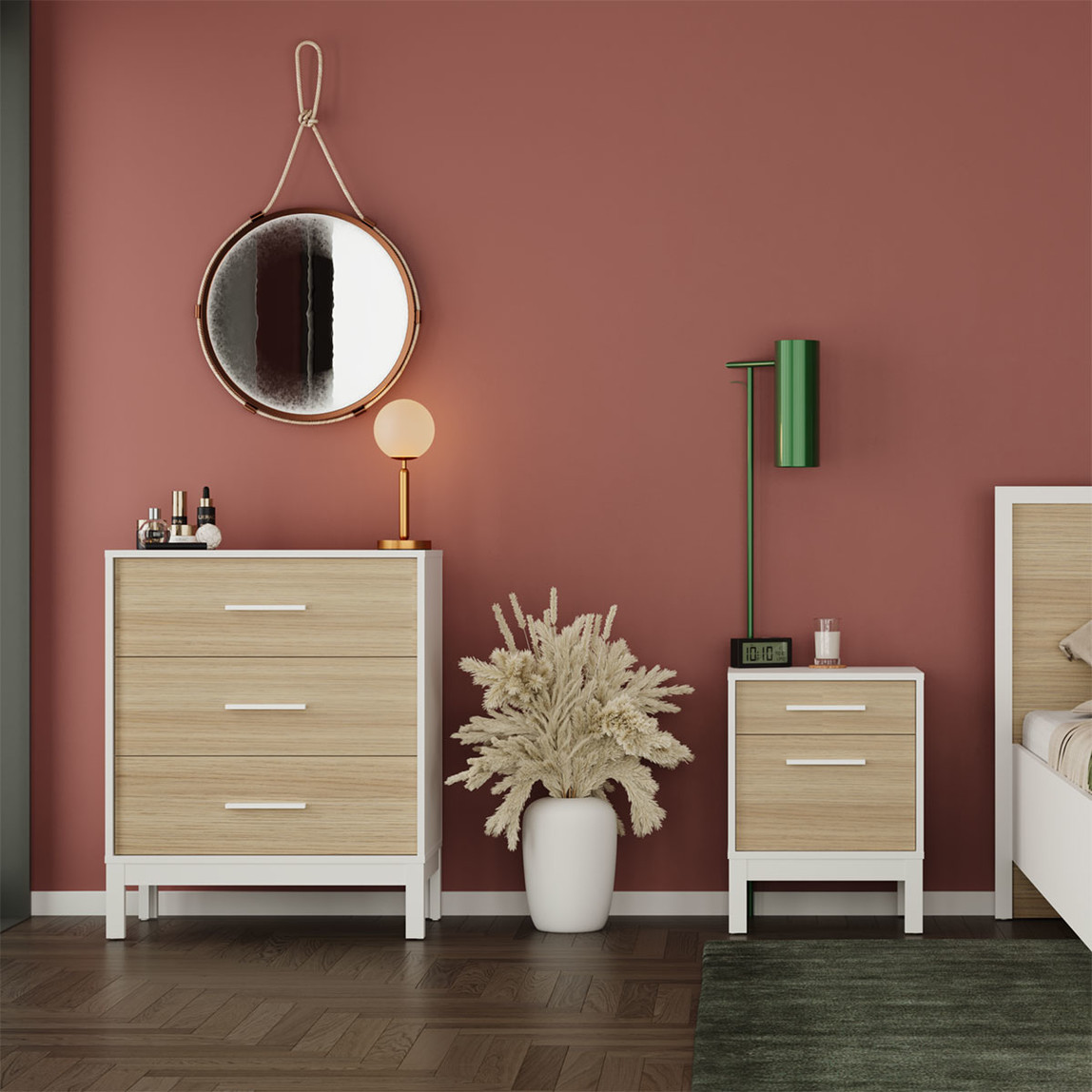    Adore London 2 Çekmeceli Komodin Meşe-Beyaz 