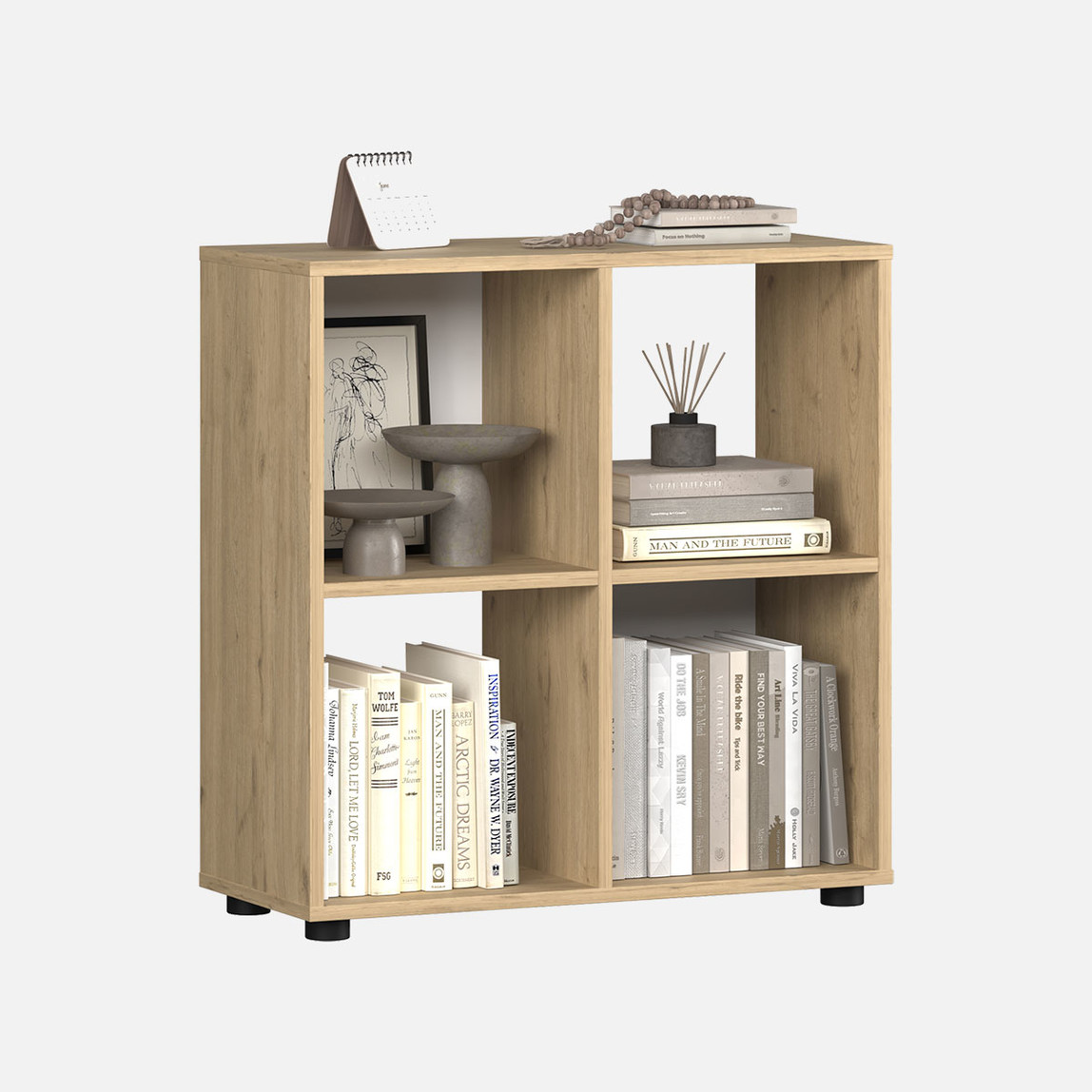    Adore Cubic 4 Bölmeli Kitaplık Florida Meşe 