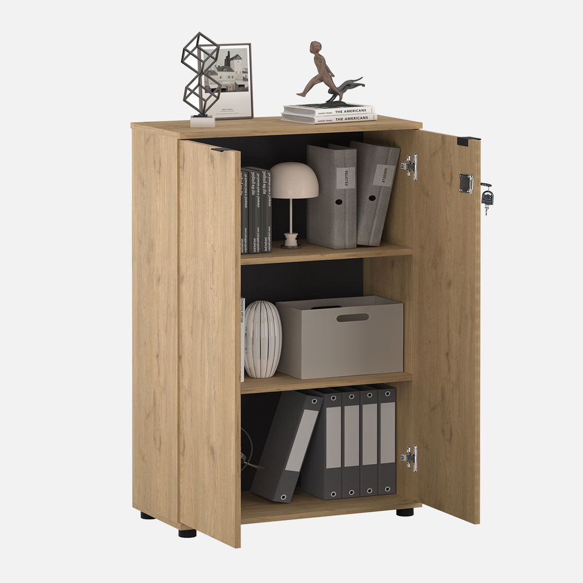    Adore Rio 3 Raflı Kapaklı Kitaplık Florida Meşe 