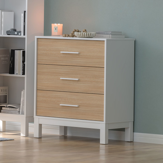 Adore London 3 Çekmeceli Şifonyer Meşe-Beyaz