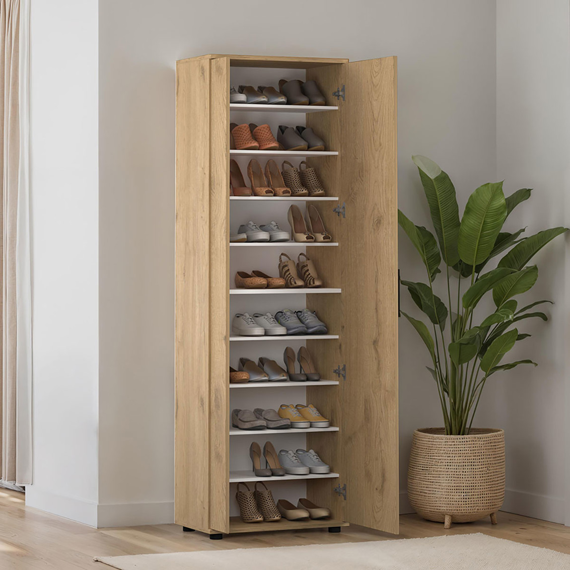    Adore Porto 10 Bölmeli 2 Kapılı Aynalı Ayakkabılık Florida Meşe 