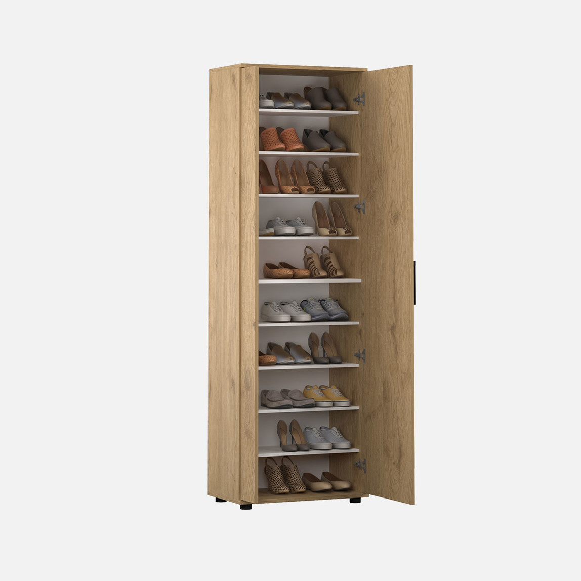    Adore Porto 10 Bölmeli 2 Kapılı Aynalı Ayakkabılık Florida Meşe 