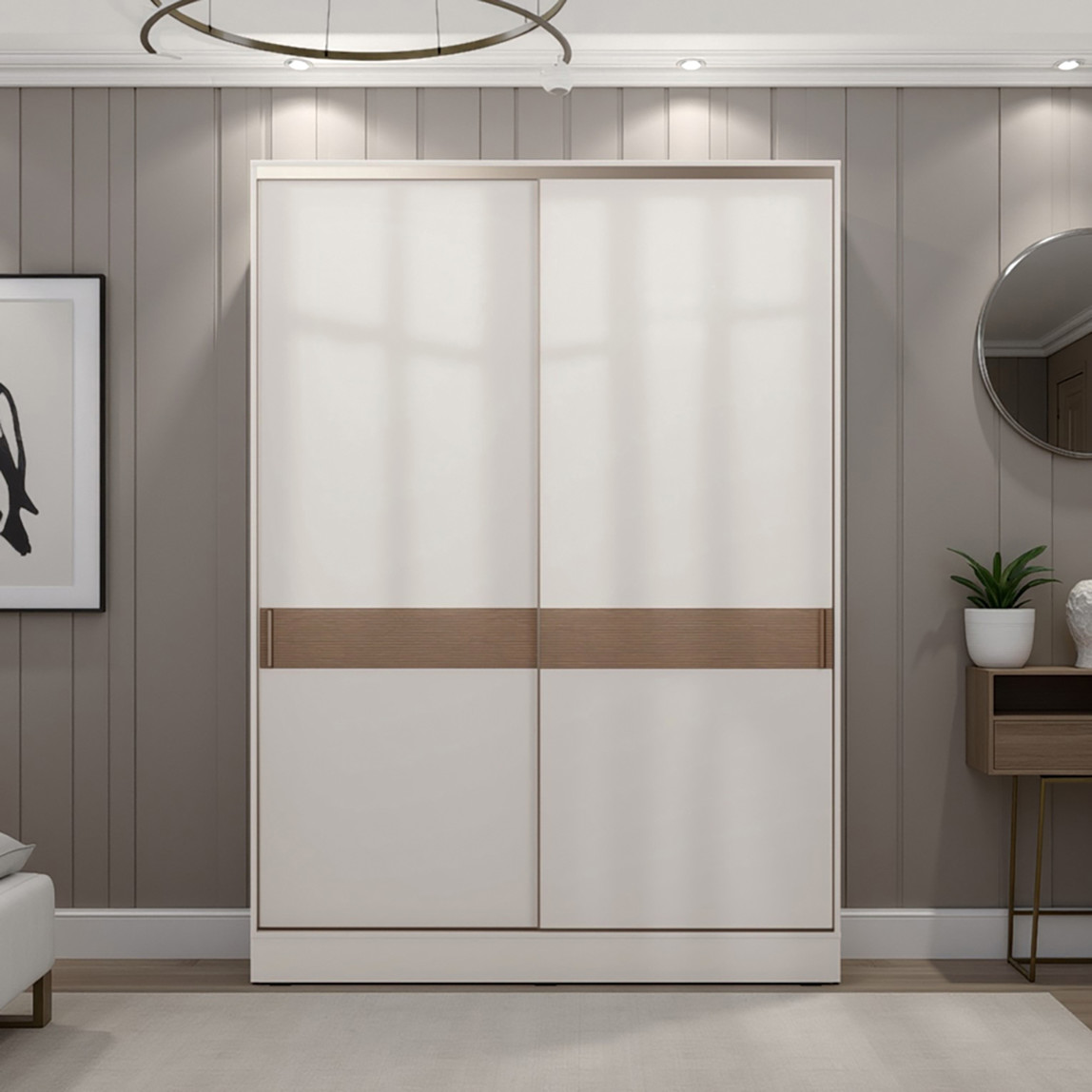    Adore Milano Sürgülü Gardırop Vizon-Zebra 