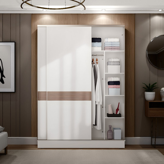 Adore Milano Sürgülü Gardırop Vizon-Zebra