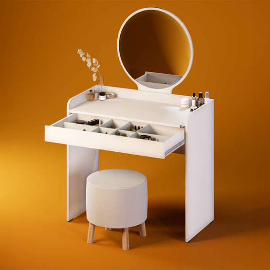 Adore Curve Makyaj Masası Diamond Beyaz