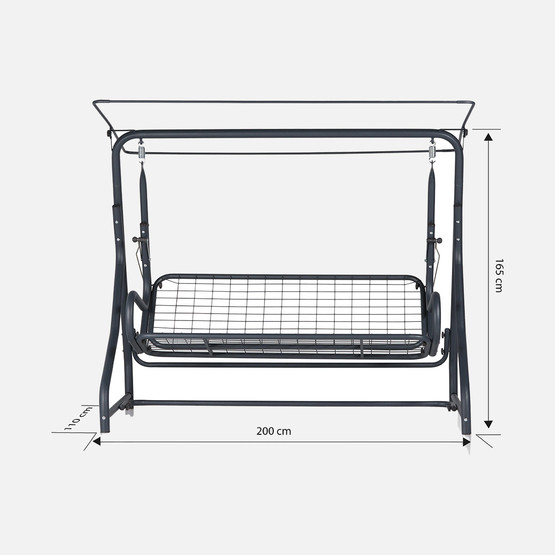 Erinöz Olea 3 Kişilik Yatarlı Bahçe Balkon Teras Salıncağı -Antrasit   