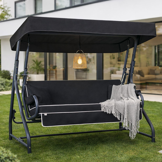 Erinöz Olea 3 Kişilik Yatarlı Bahçe Balkon Teras Salıncağı -Antrasit   