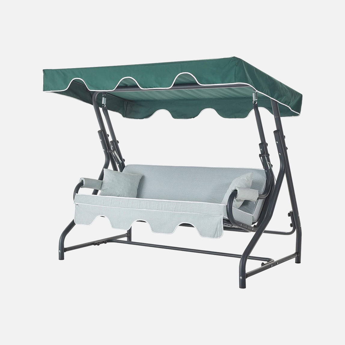    Erinöz Olea 3 Kişilik Yatarlı Bahçe Balkon Teras Salıncağı - Yeşil Çizgili  