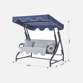 Erinöz Olea 3 Kişilik Yatarlı Bahçe Balkon Teras Salıncağı -Lacivert Çizgili  
