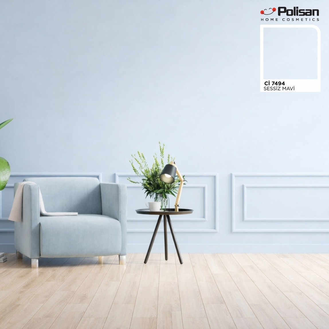    Polisan 12,5L Elegans Extra Yarımat Sessiz Mavi Ci7494 İç Cephe Boyası 
