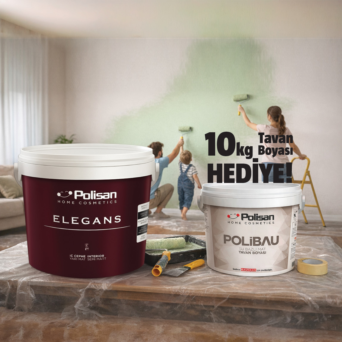    Polisan 12,5L Elegans Yarımat Marjinal Gri Ci 7602 İç Cephe Boyası 