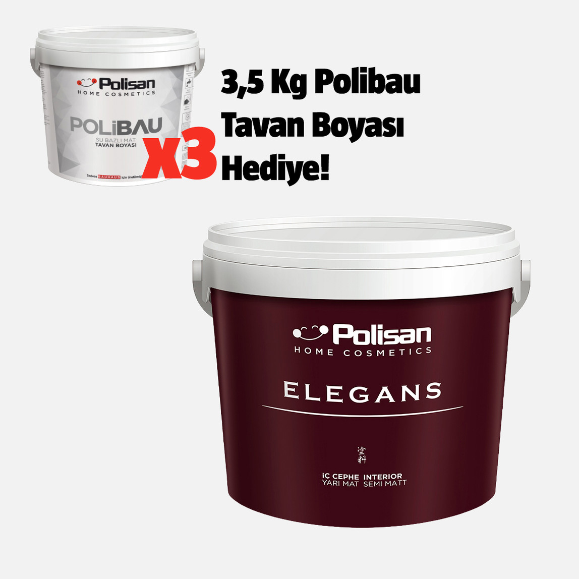    Polisan 12,5L Elegans Yarımat Marjinal Gri Ci 7602 İç Cephe Boyası 
