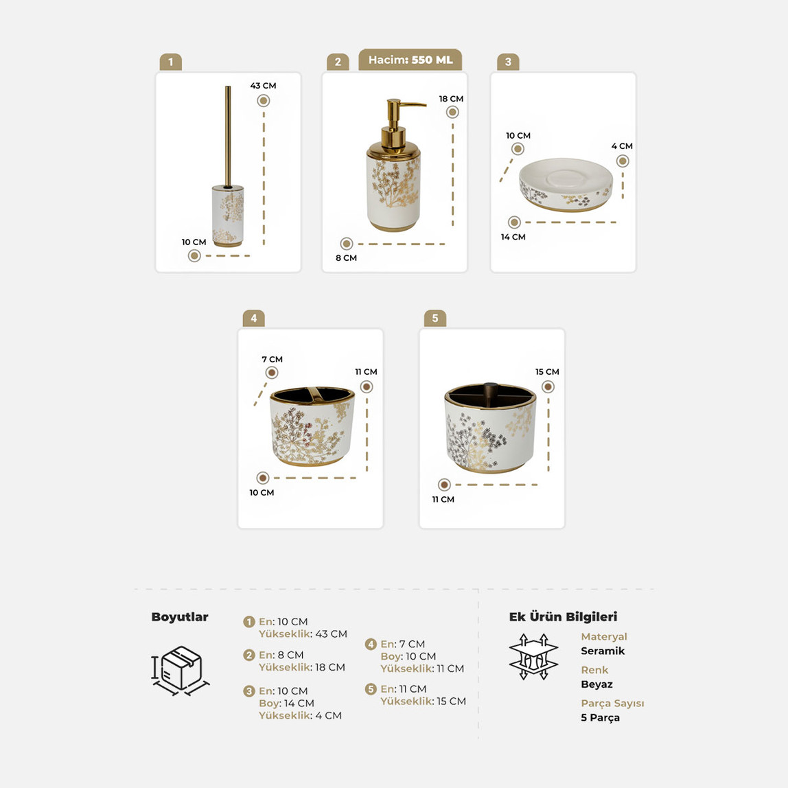    Primanova Eleanora 5 Parça Banyo Seti 