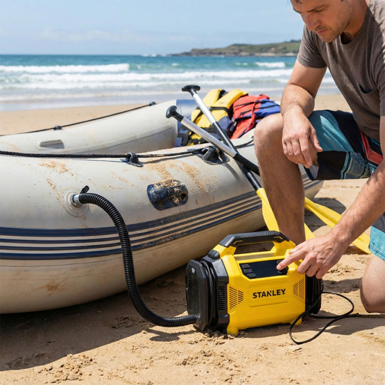 Stanley SXIF3501 12Volt/220Volt 150 PSI Dijital Basınç Göstergeli Lastik ve Yatak Şişirme Pompası