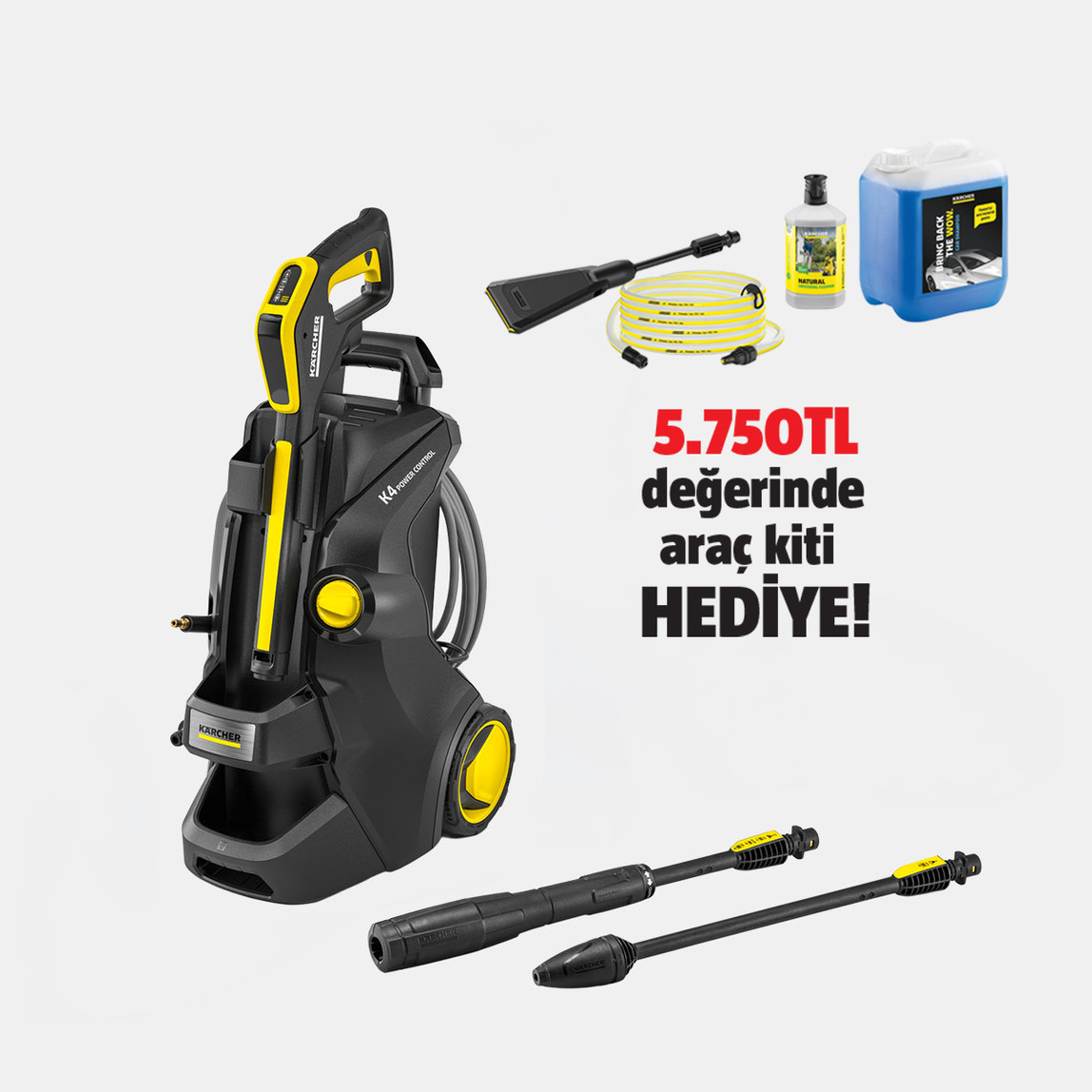    Karcher K4 130 Bar Power Control Flex Eco! Booster Yüksek Basınçlı Yıkama Makinesi 