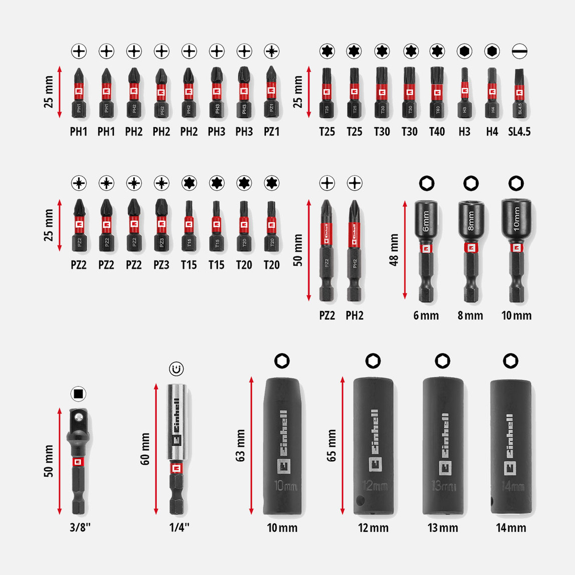    Einhell M-CASE Darbeli Bit ve Lokma Seti 35 Parça 