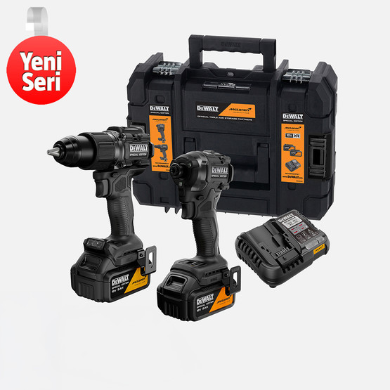 Dewalt DCK2222MP2T-QW Mclaren 2'li Şarjlı Vidalama ve Kömürsüz Akülü Darbeli Makine Seti (2x5Ah Akü)