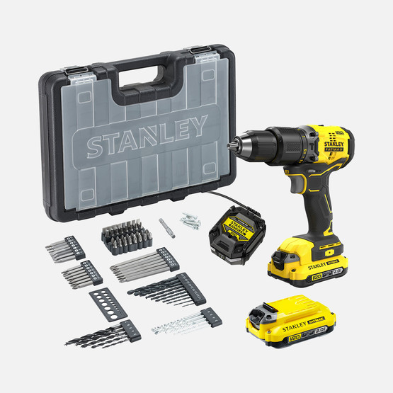 Stanley SBD715D2A  18V 60 Nm 2Ah Çift Akülü Kömürsüz Darbeli Matkap