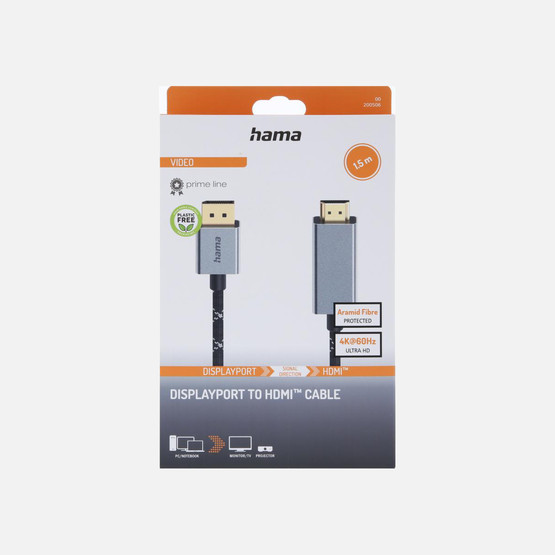 Hama HM.200506 DisplayPort - HDMI Ultra HD 4K Video Kablosu 1,5M