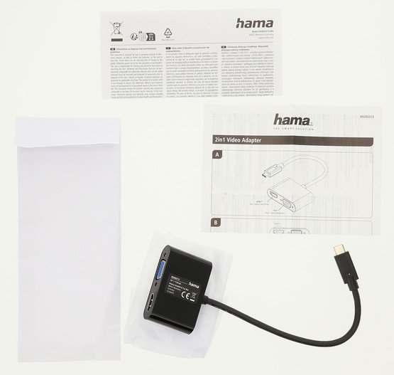 Hama HM.200313 USB-C – HDMI & VGA 2'si 1 Arada Video Adaptörü 4K Siyah