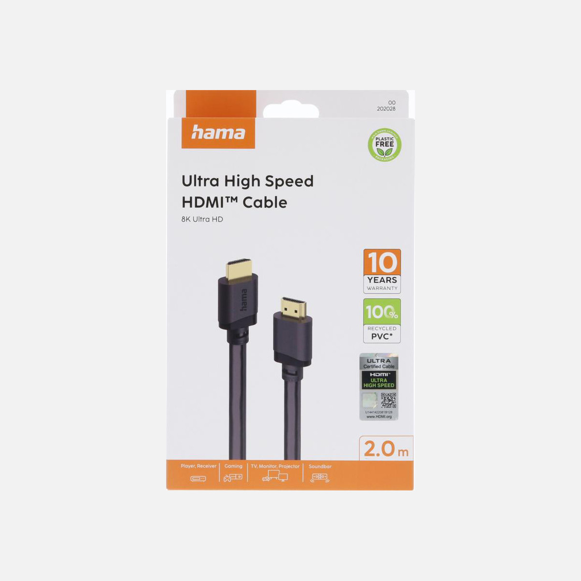    Hama HM.202028 Ultra High Speed HDMI Kablo 8K 2M Siyah 
