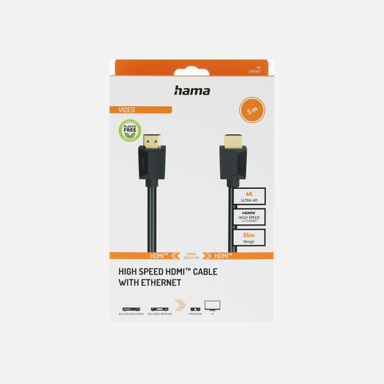 Hama HM.205007 High Speed HDMI Kablo 4K Ethernet 5M Siyah