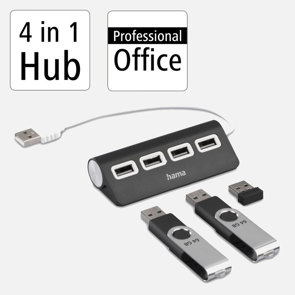    Hama HM.200119 4 Ports 2.0 480 Mbit/s USB Hub Siyah 