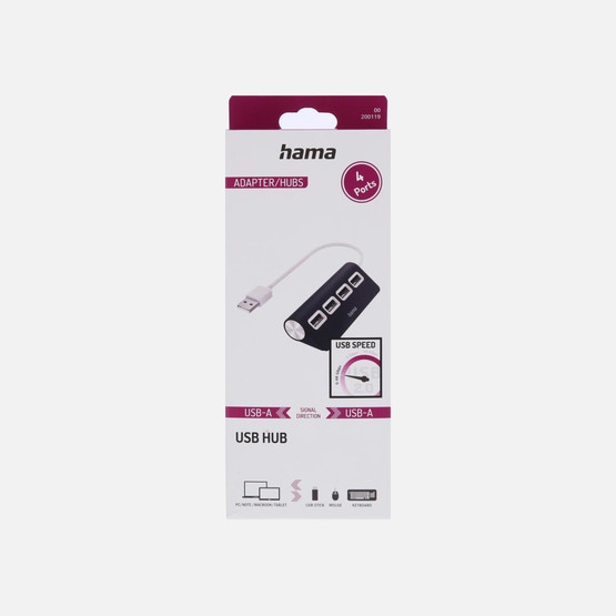 Hama HM.200119 4 Ports 2.0 480 Mbit/s USB Hub Siyah