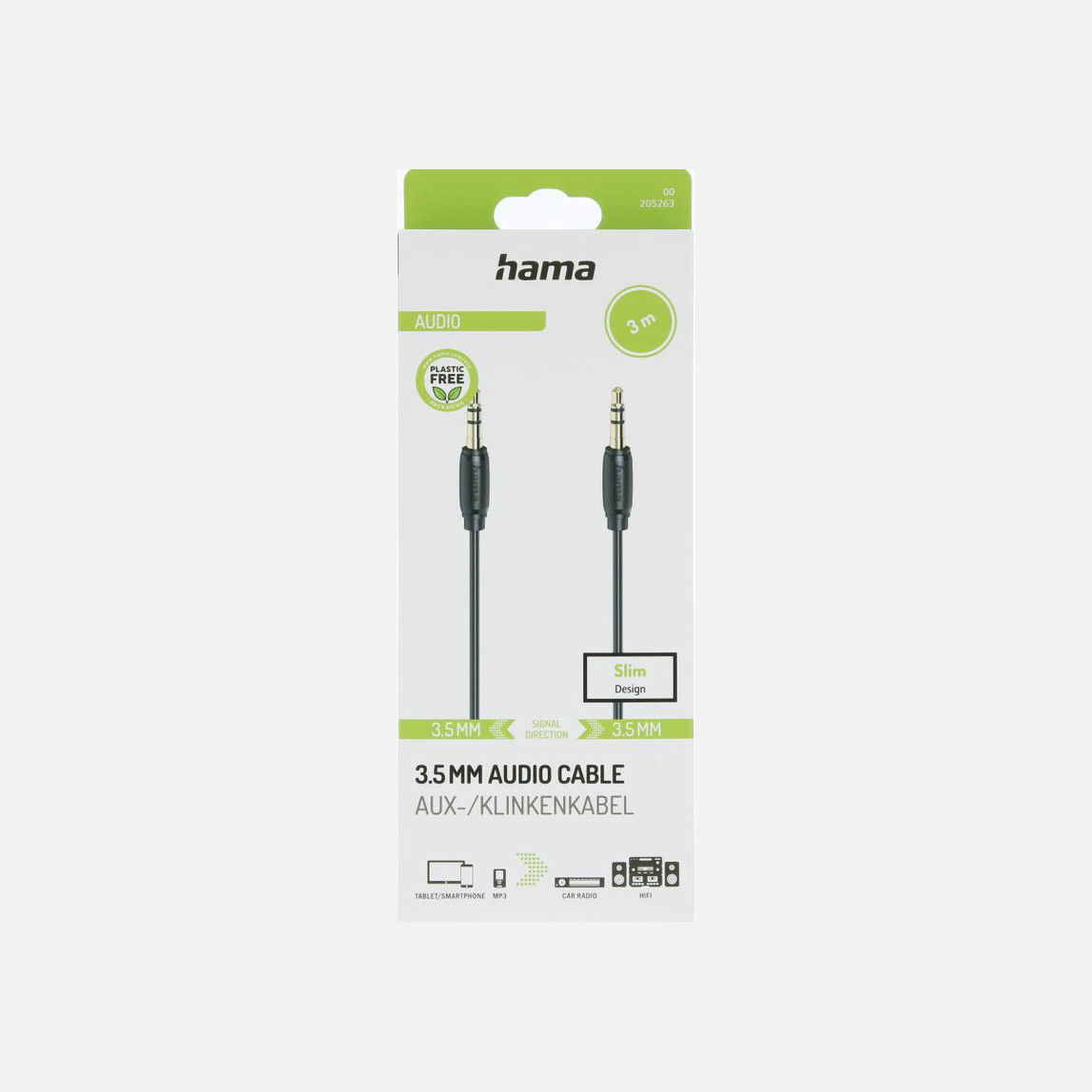    Hama HM.205263 3.5 mm - 3.5 mm Stereo Altın Uçlu Ses Kablosu 3M Siyah 