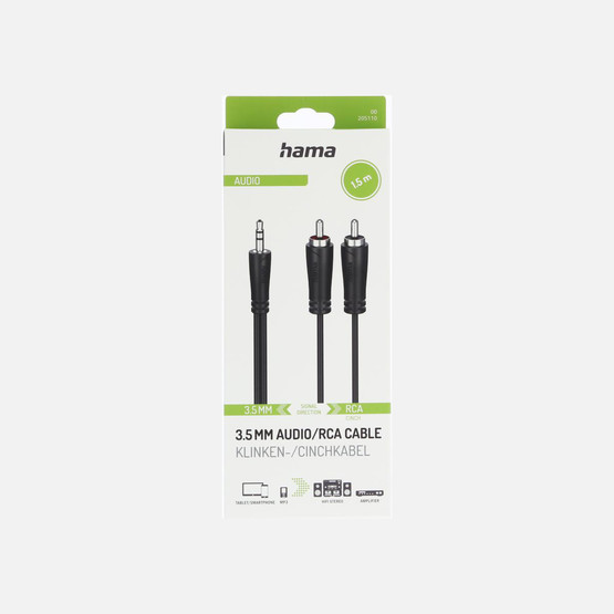 Hama HM.205110 3.5mm Jack - 2 RCA Stereo Ses Kablosu 1,5M Siyah