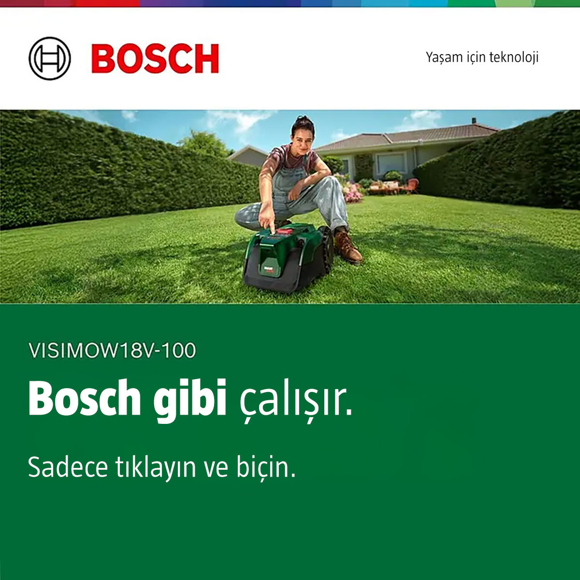    Bosch VISIMOW100 Robotik Çim Biçme Makinesi 1x4 AH 